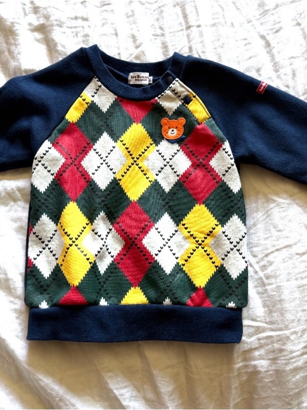 Miki House Hot Biscuits Knit Sweatshirt with Bear Patch /size 2T (90)